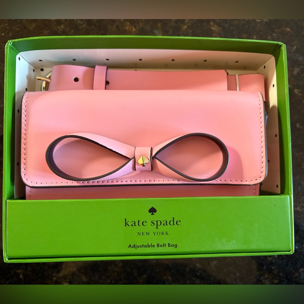 Kate Spade Bow Belt Bag  Pink Leather Logo Women's S/M  NIB MSRP $108 designer